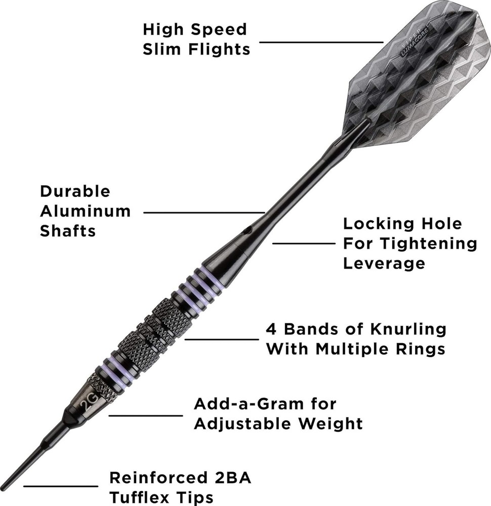 Bobcat Adjustable Weight Soft Tip Darts with Storage/Travel Case