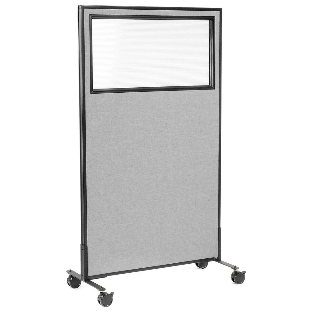 36-1/4"W x 63"H Mobile Office Partition Panel with Partial Window Gray