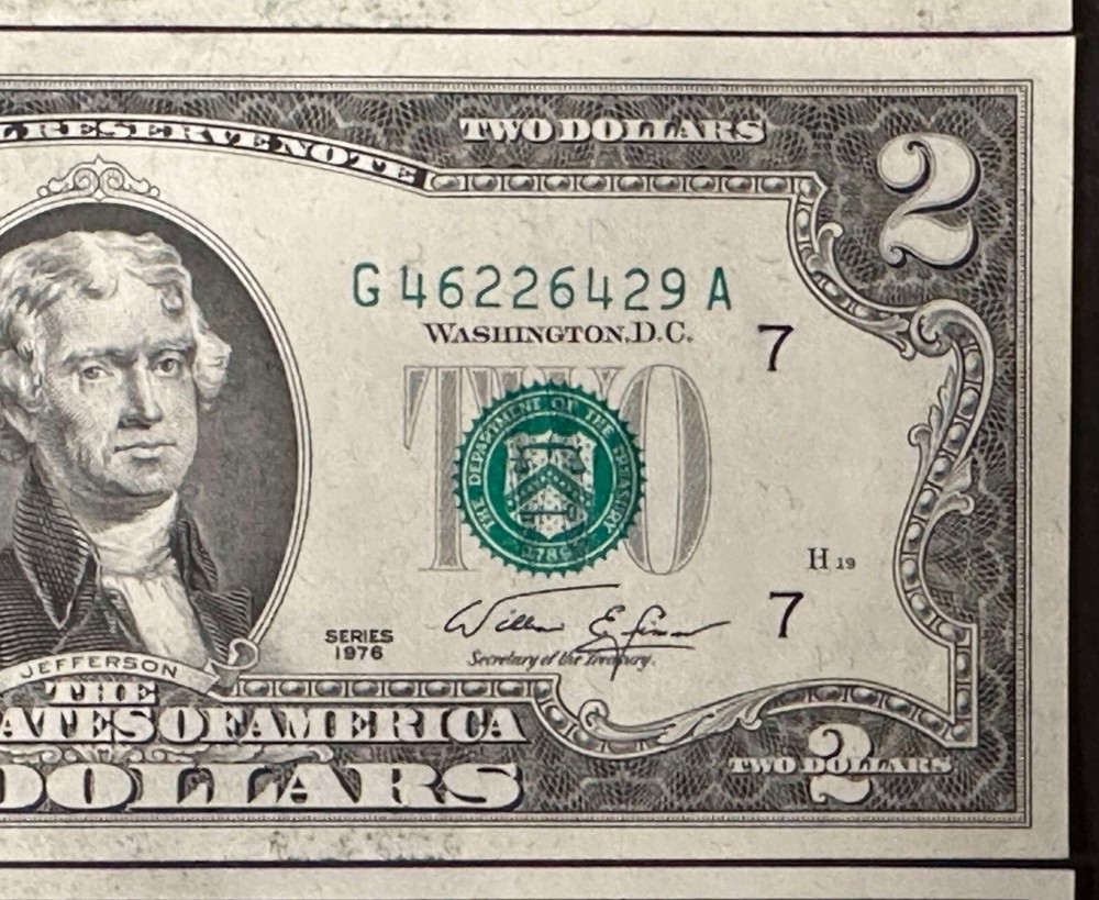 (4) Consecutive 1976 $2 Dollar Bills / Misaligned 3rd print Error / Uncirculated