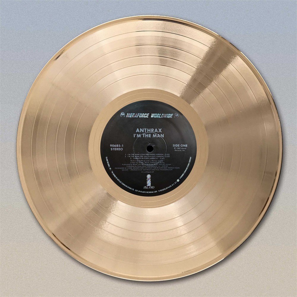Anthrax "I'm The Man"  Gold LP Record wall art