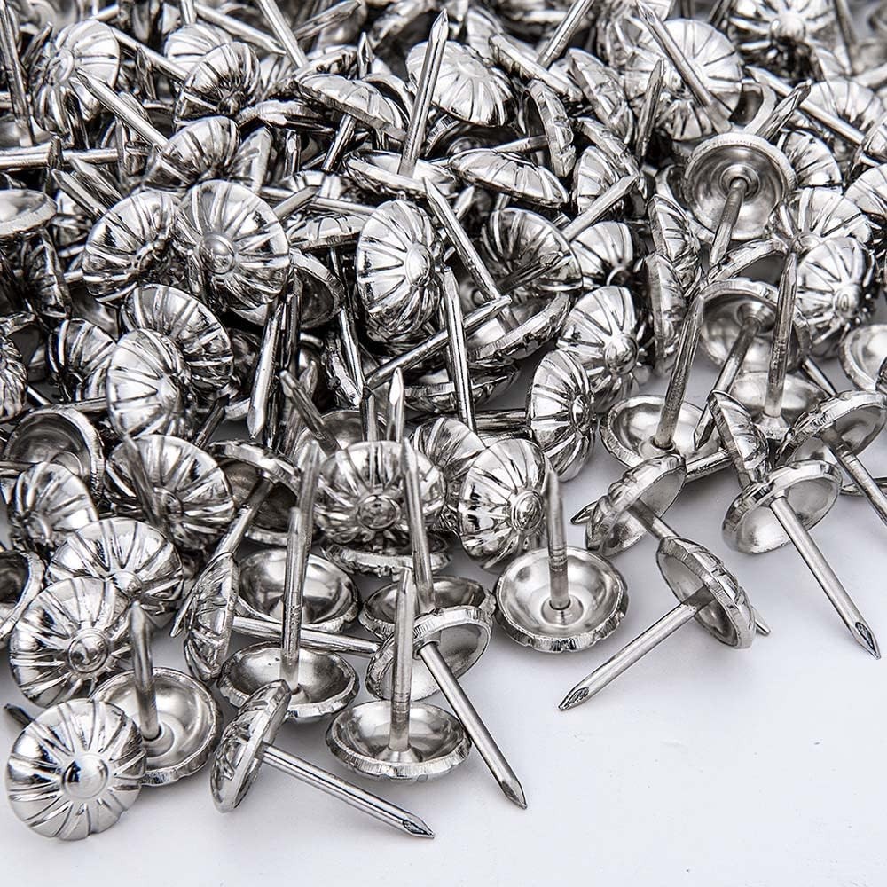 Unique Daisy Pattern Silver Upholstery Tacks, 100PCS, Perfect for Home Projects