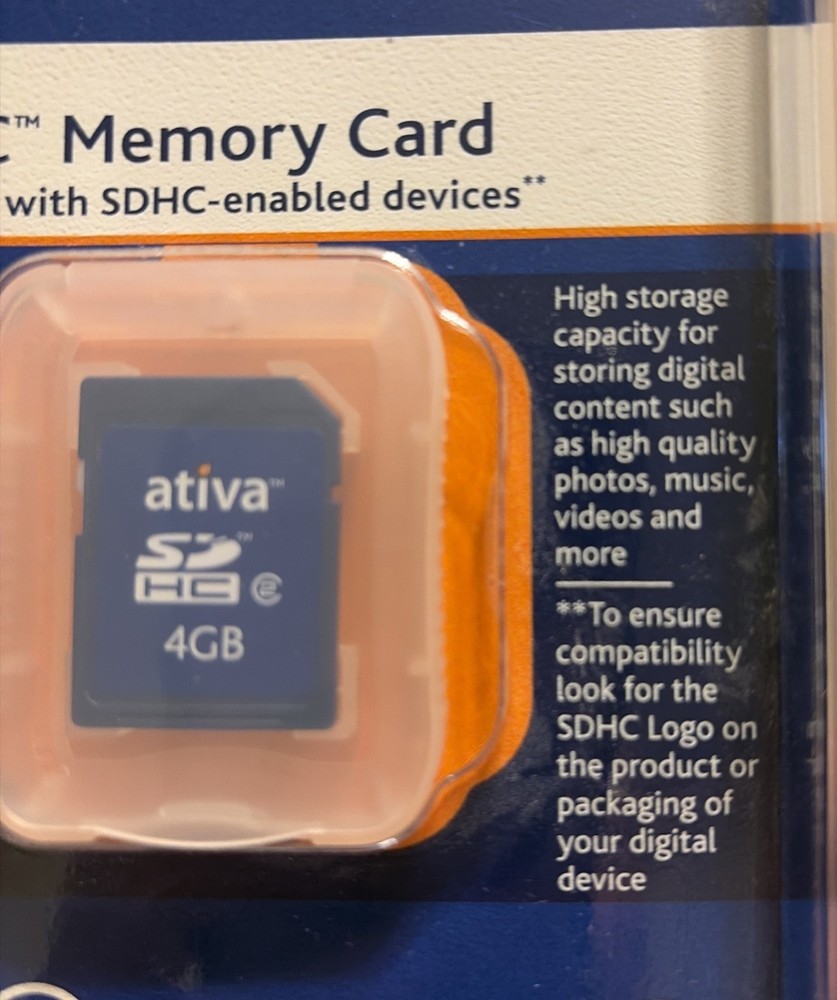 Ativa 4GB SDHC Memory Card NIB