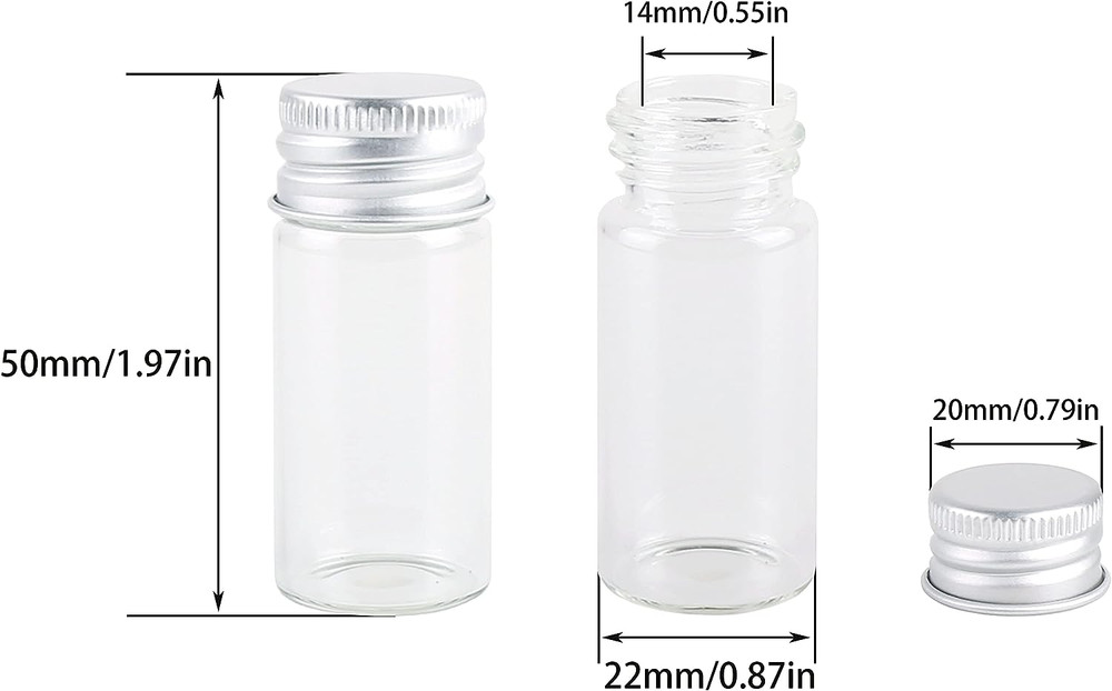 Maxmau 100 10Ml Vials Small Mini Tiny Glass Bottles Clear Empty Jars with Alumin