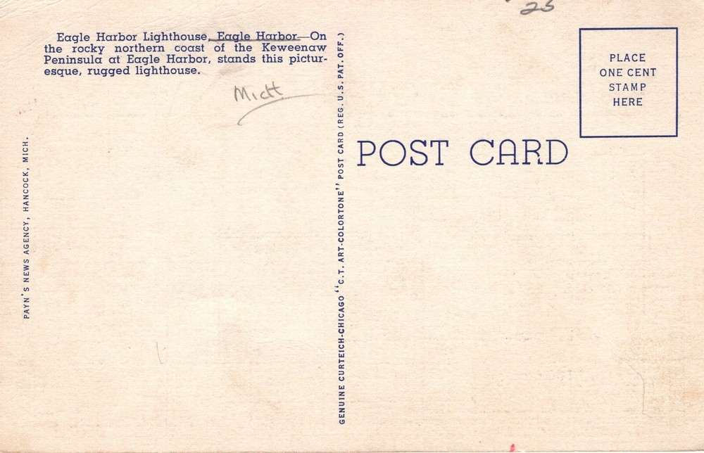 EAGLE HARBOR LIGHTHOUSE, EAGLE HARBOR, MI - PC1883