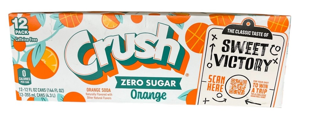 Crush Zero Sugar Caffeine Free Orange Soda 12 pack