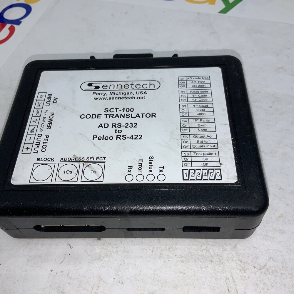 Sennetech SCT-100 Code Translator AD RS-232 To Pelco RS-422 Single Camera Code