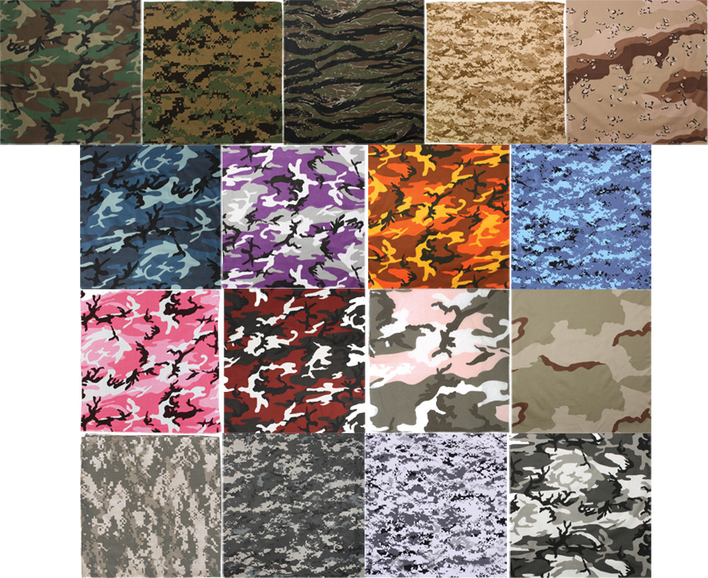 Camo Bandana Cotton Sport Biker Head Face Wrap Camouflage Tactical Bandanna 22"