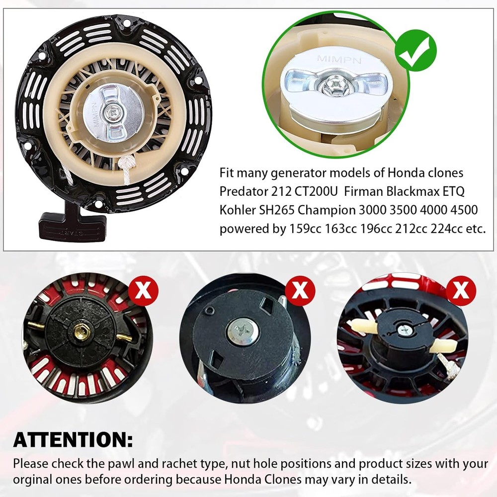 Predator 212 Pull Start Assembly for 212 Ct200u Recoil Starter