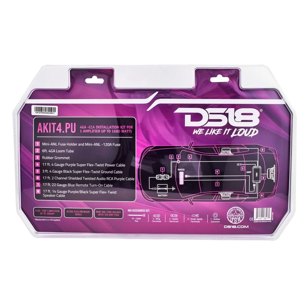 DS18 AKIT4.PU 4-GA Amplifier Installation Kit