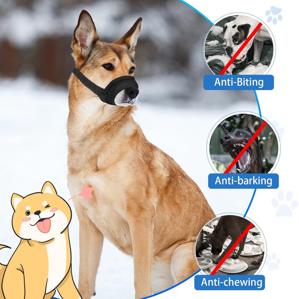 5-Pack Soft Basket Dog Muzzle - Adjustable Strap to Prevent Biting, Barking &...