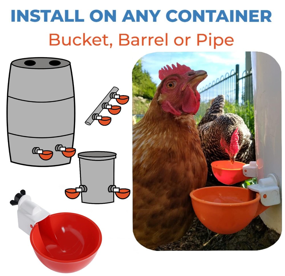 8 PCS Automatic Waterer Poultry Chicken Water Cup Feeder Drinker Drinking Bowl
