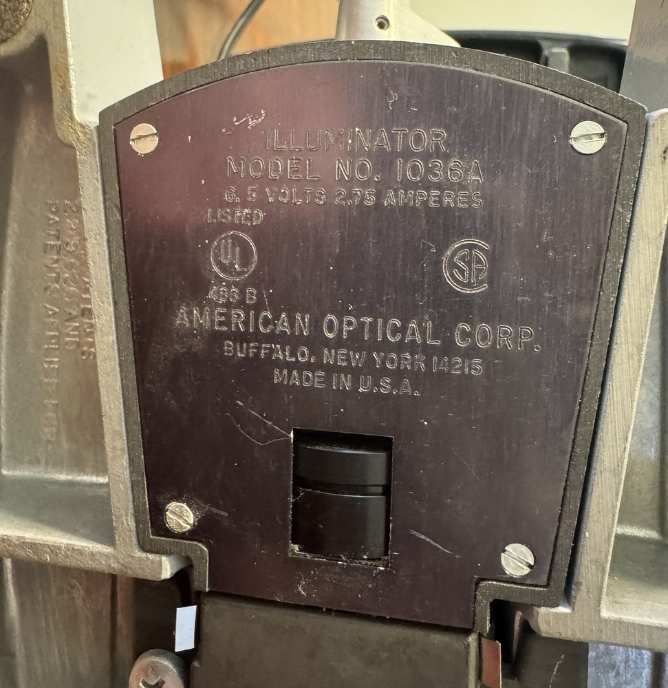 American Optical 1036A Spencer Microscope Illuminator w/ 1051 Transformer