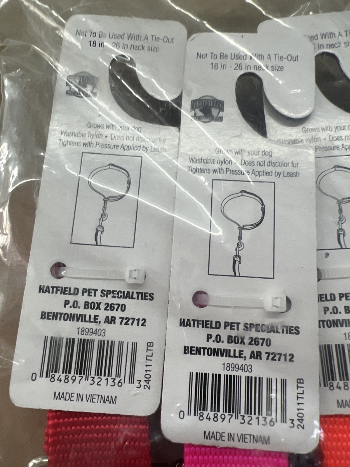 4 Pk Hatfield Large Dog Collar 1” Slip-Collar Asst Color Safety 18-26” Neck