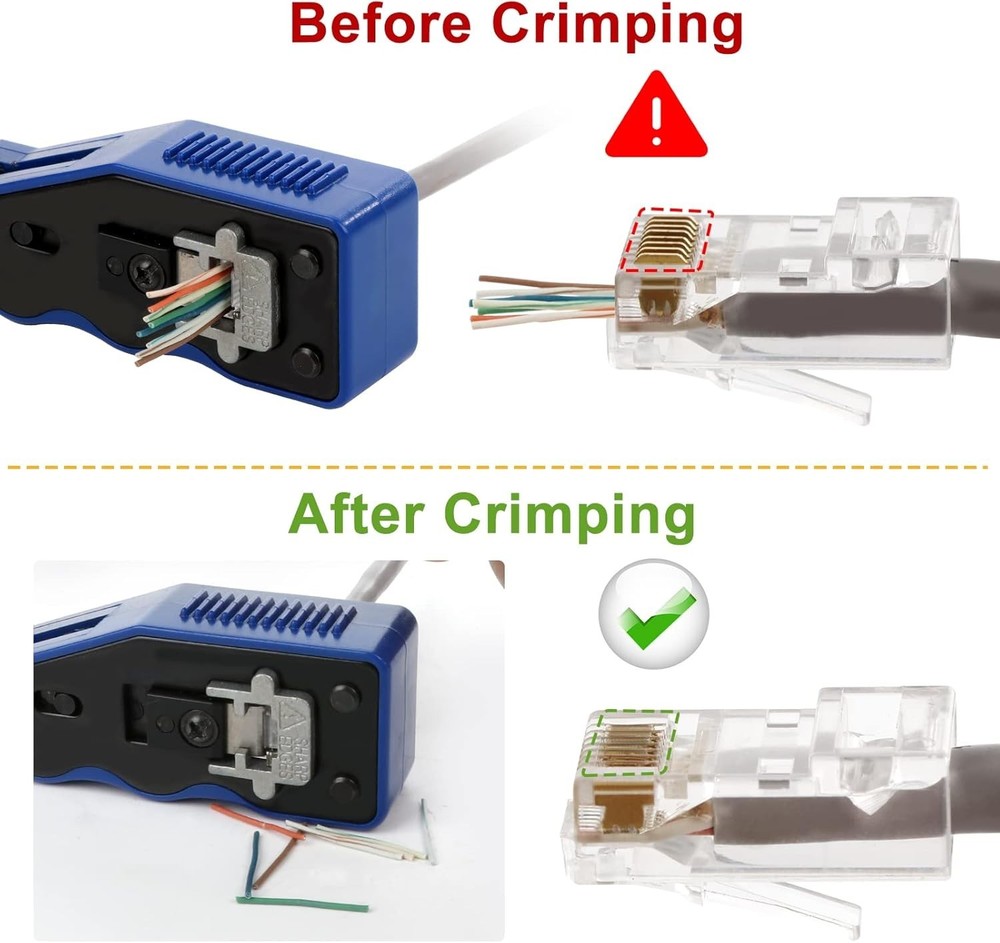 Durable RJ45 Crimp Tool with Pass Thru Function & Heavy-Duty Steel Construction