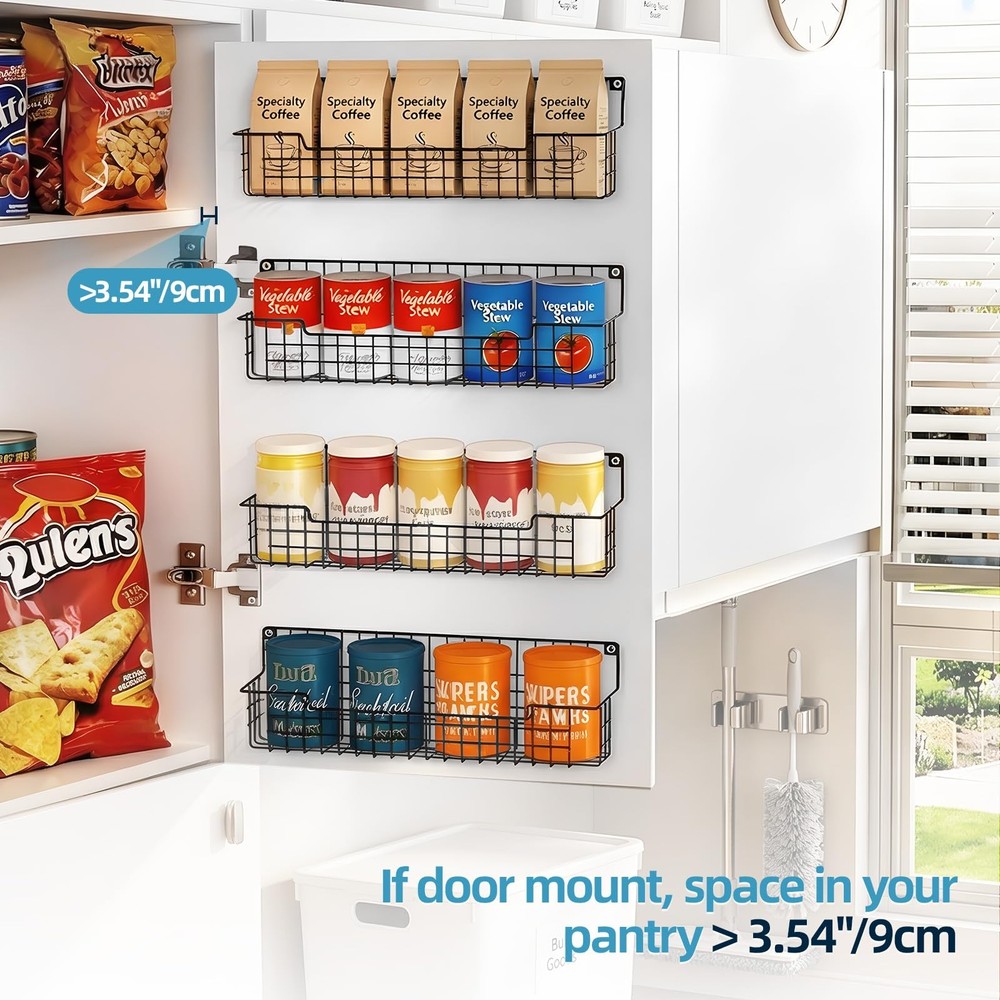 AURIKAR Spice Rack: Wall Mount Organizer Set - Maximize Space in Black, 4 Pack