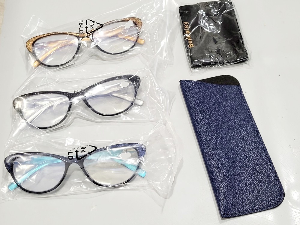 3 Pack 1.75x Reading Glasses Blue Light Blocking Stylish Cat Eye Computer Read