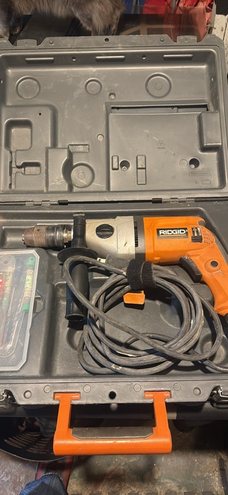 RIDGID Corded Drill/Driver Keyed Chuck Auxiliary Handle Case Drill Bits