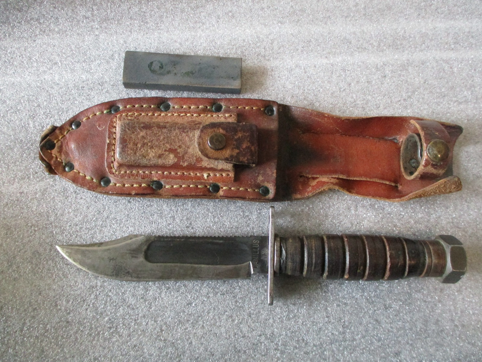 Camillus NY Vietnam Pilot Survival Knife with Sheath & Stone