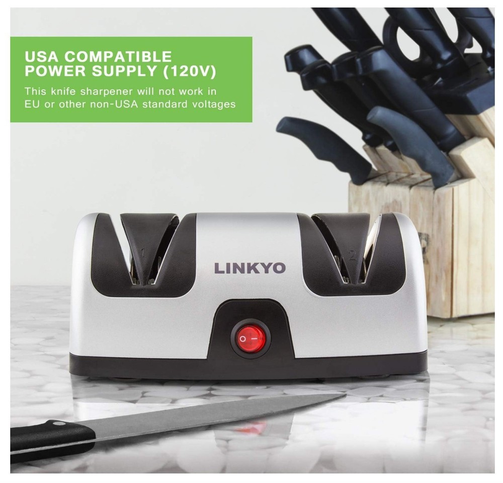 Linkyo Electric Knife Sharpener - Professional Kitchen 2 Stage Sharpening