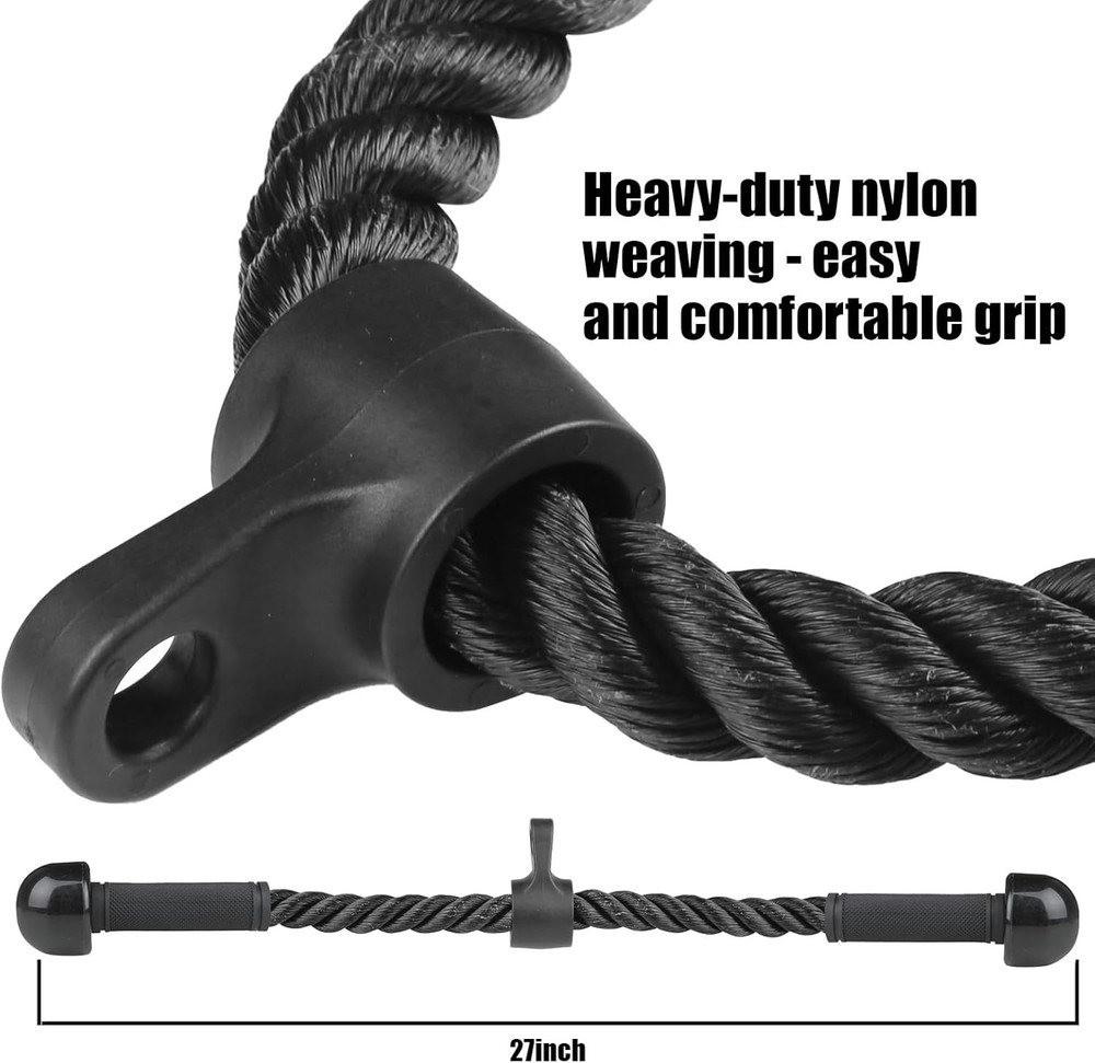 QIANGZEHU Tricep Rope Cable Attachment for Gym Pull-Down Black