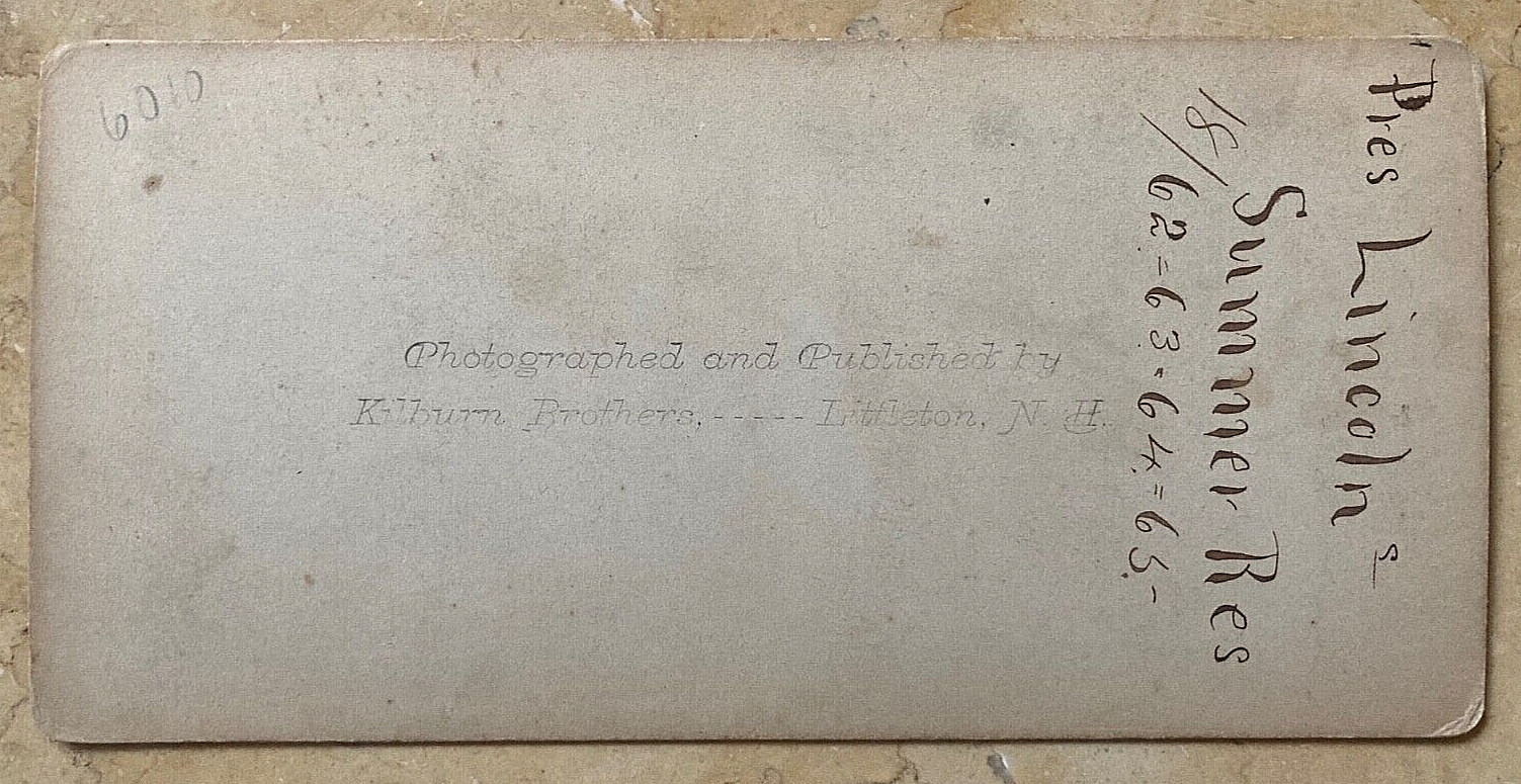 RARE! CIVIL WAR PRESIDENT LINCOLN'S SUMMER HEADQUARTERS STEREO PHOTO c1863