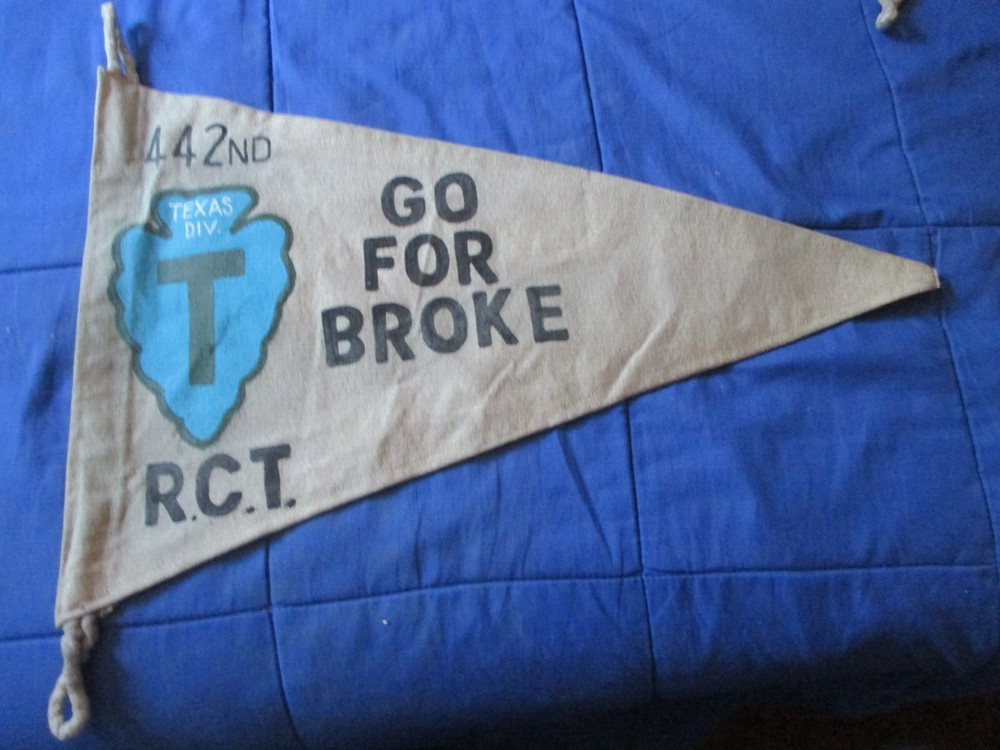 WWII US ARMY 36 TH INF DIV TEXAS 442 ND RCT  GO FOR BROKE BARRACKS WALL  FLAG