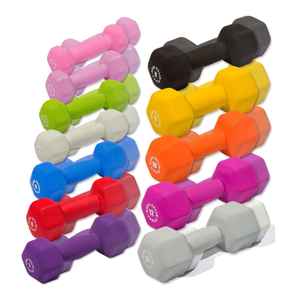 Body-Solid 12 Pair Neoprene Dumbbell Package with Rack