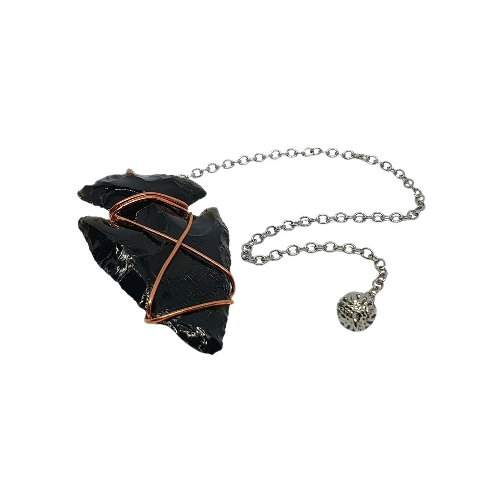 Obsidian Arrowhead Dowsing Crystal EMF Copper Scalar Wired Dowser Gemstone