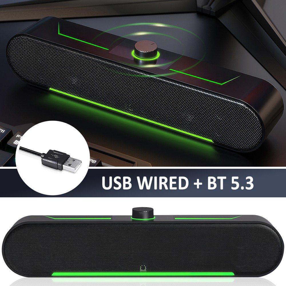 Computer Speakers Wired Sound Bar with Clear Sound Flowing LED Computer Speaker