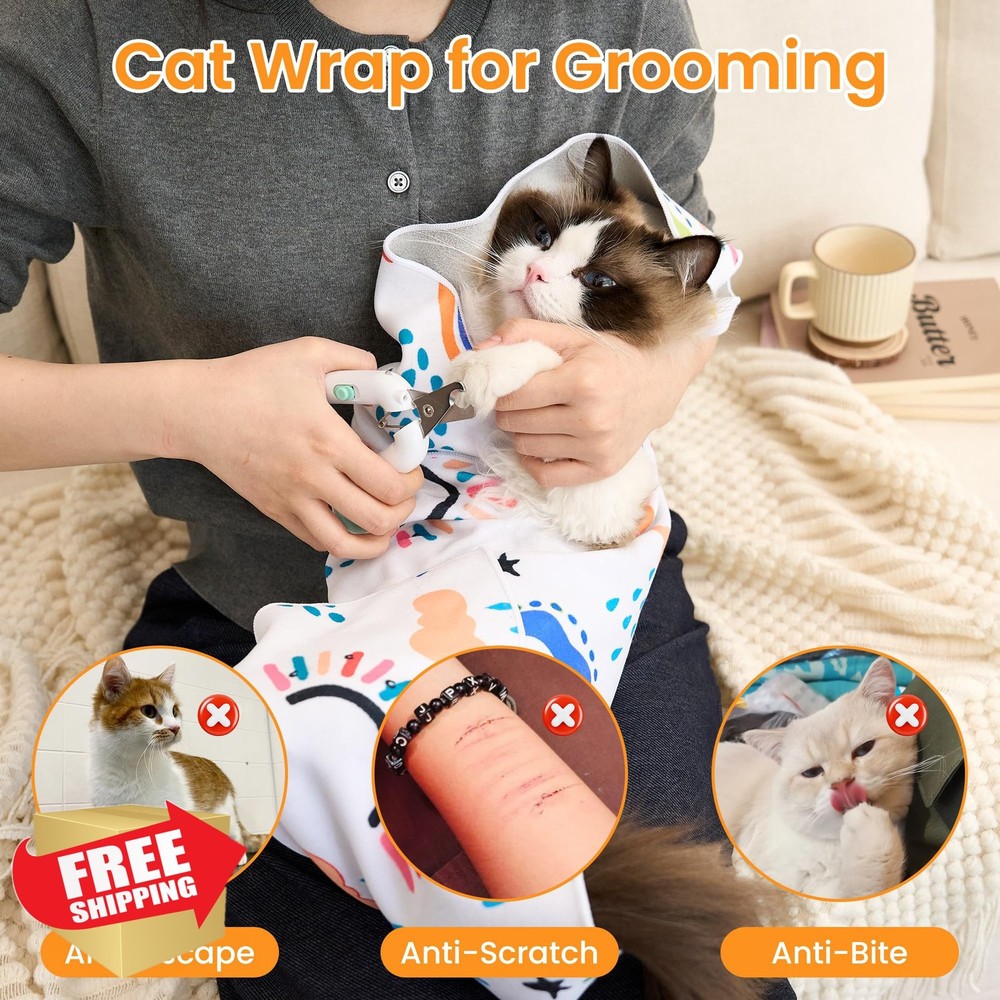 Cat Grooming Wrap M Soft Polyester Restraint Nail Clipping
