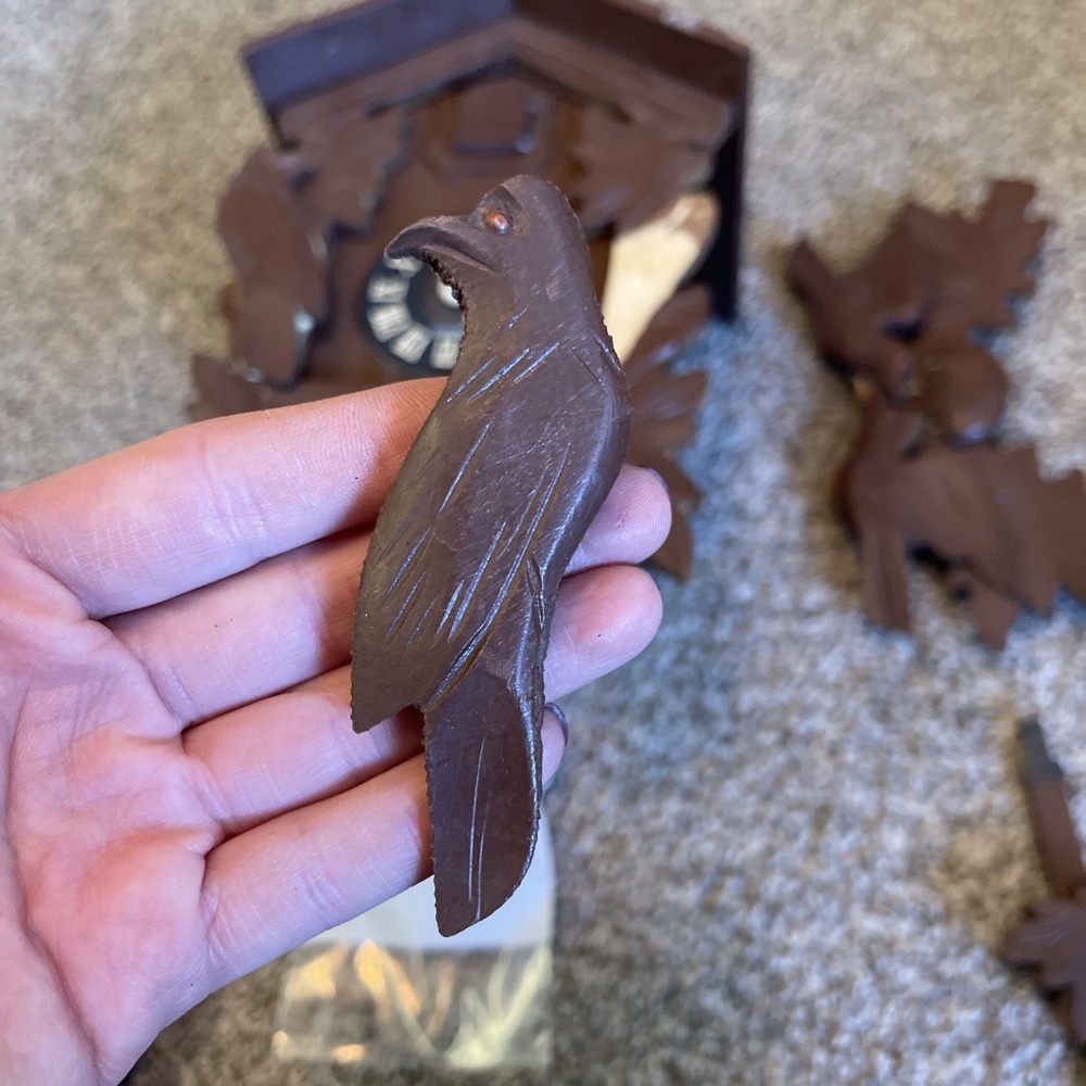 German Cuckoo Clock Regula Movement UNTESTED For Parts/Repair W/Weights/Pendulum