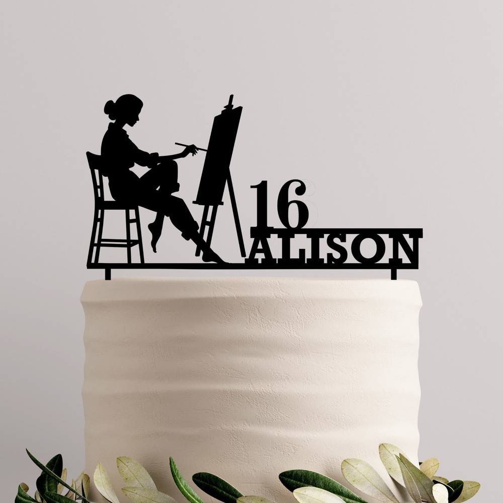 Artist Cake Topper, Painter Topper, Custom Topper, Personalized Topper