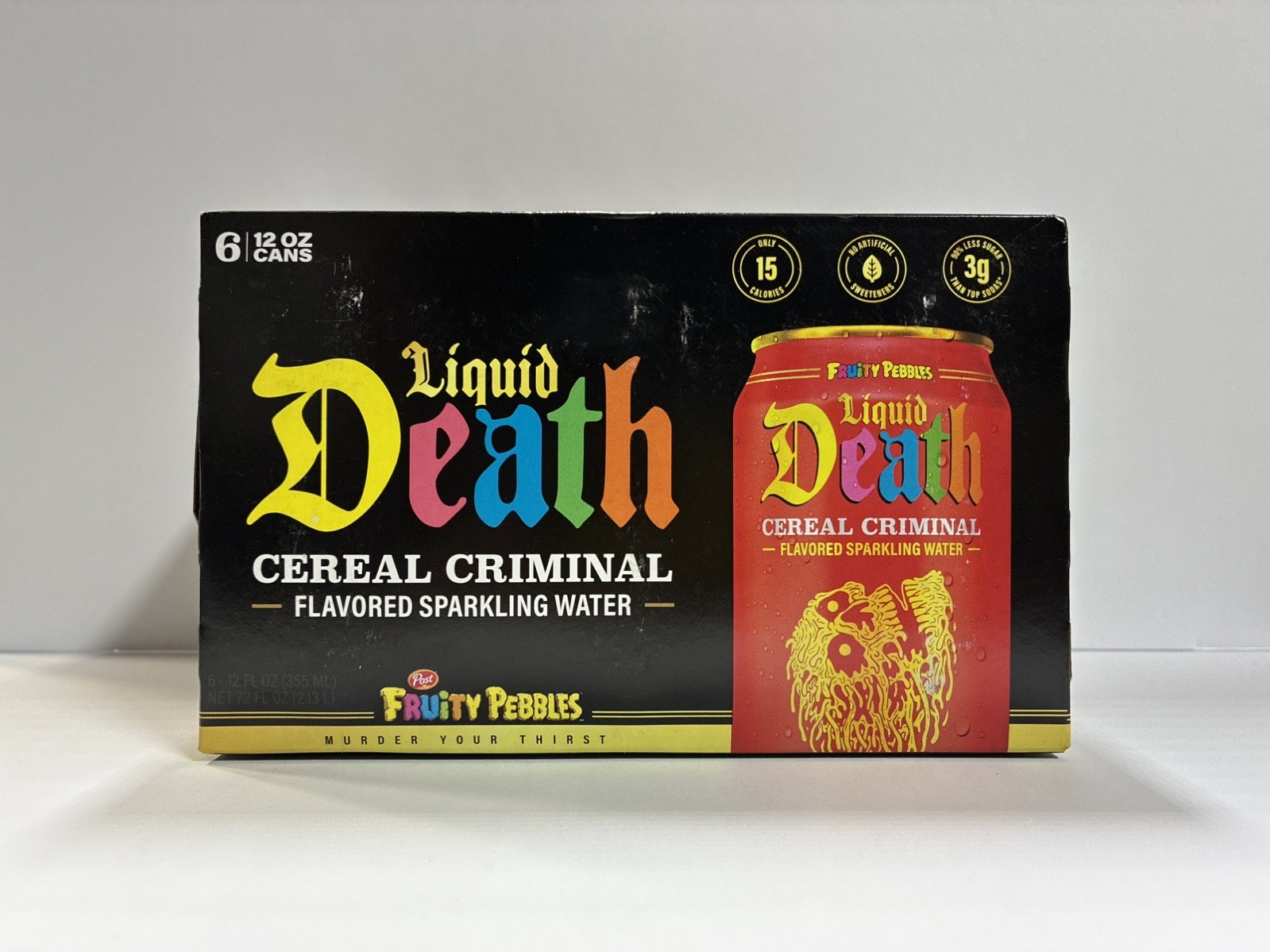 Fruity Pebbles Liquid Death Cereal Criminal Sparkling Water 6  12 Oz Cans