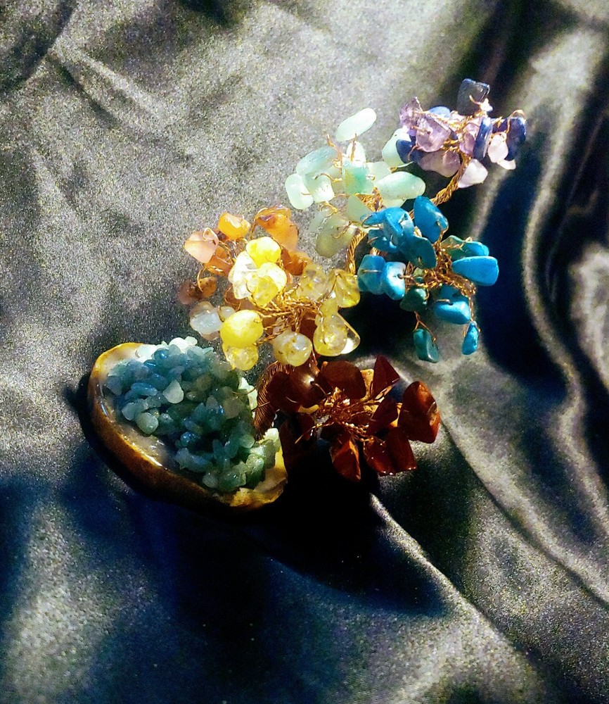 Chakra Crystal Gemstone Tree | Handcrafted Wire Bonsai | Healing Stone Decor | S