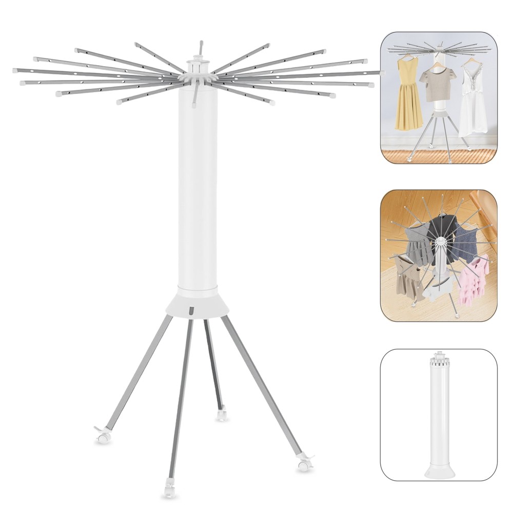Foldable Octopus Clothes Drying Rack Laundry w/4 Pulleys Portable 16pcs Racks