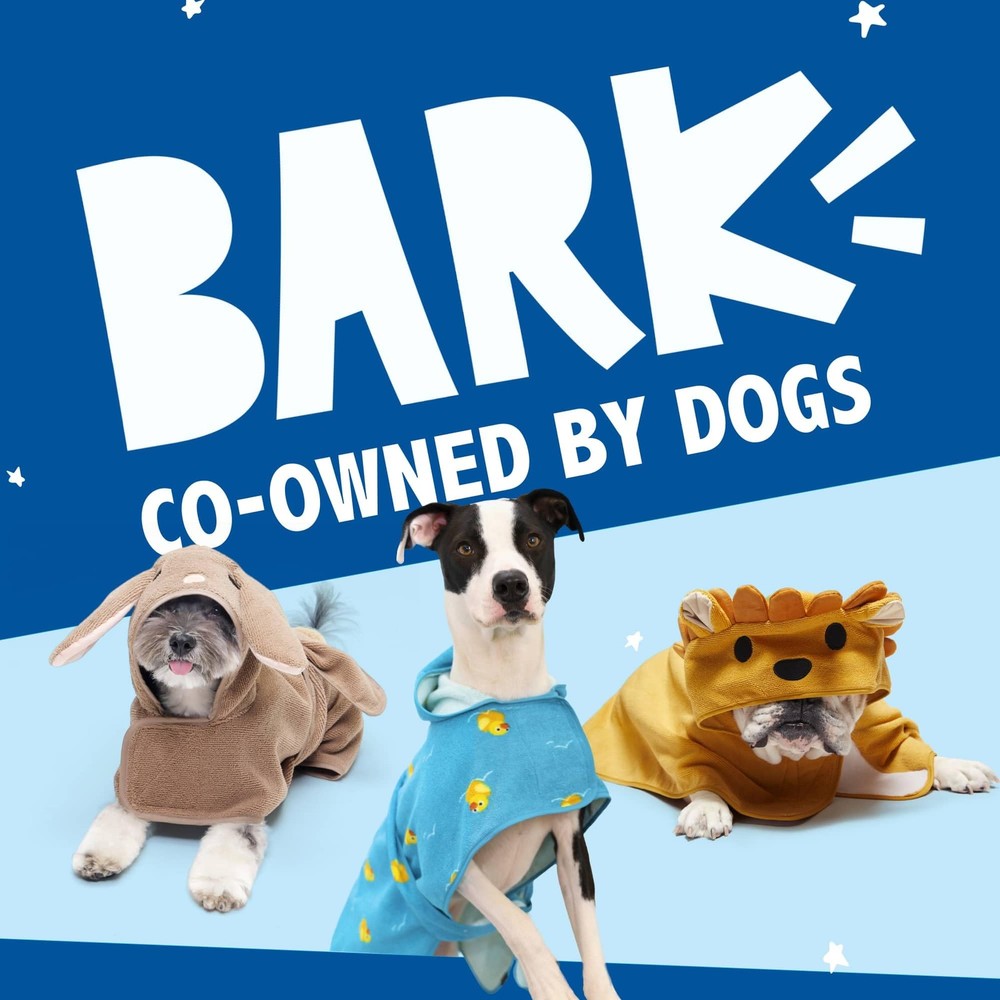 Barkbox Dog Bathrobe Fast Drying w/ Hook & Loop Closure & Wrap Tie - Medium Bunn