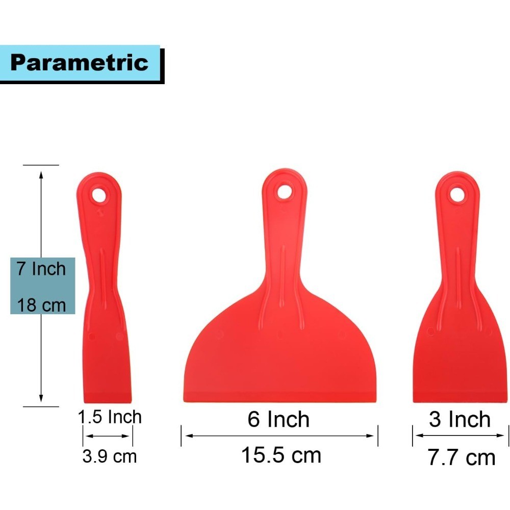 3-Piece Flexible Plastic Putty Knife Set Spackling Spreader Scraper Tool for
