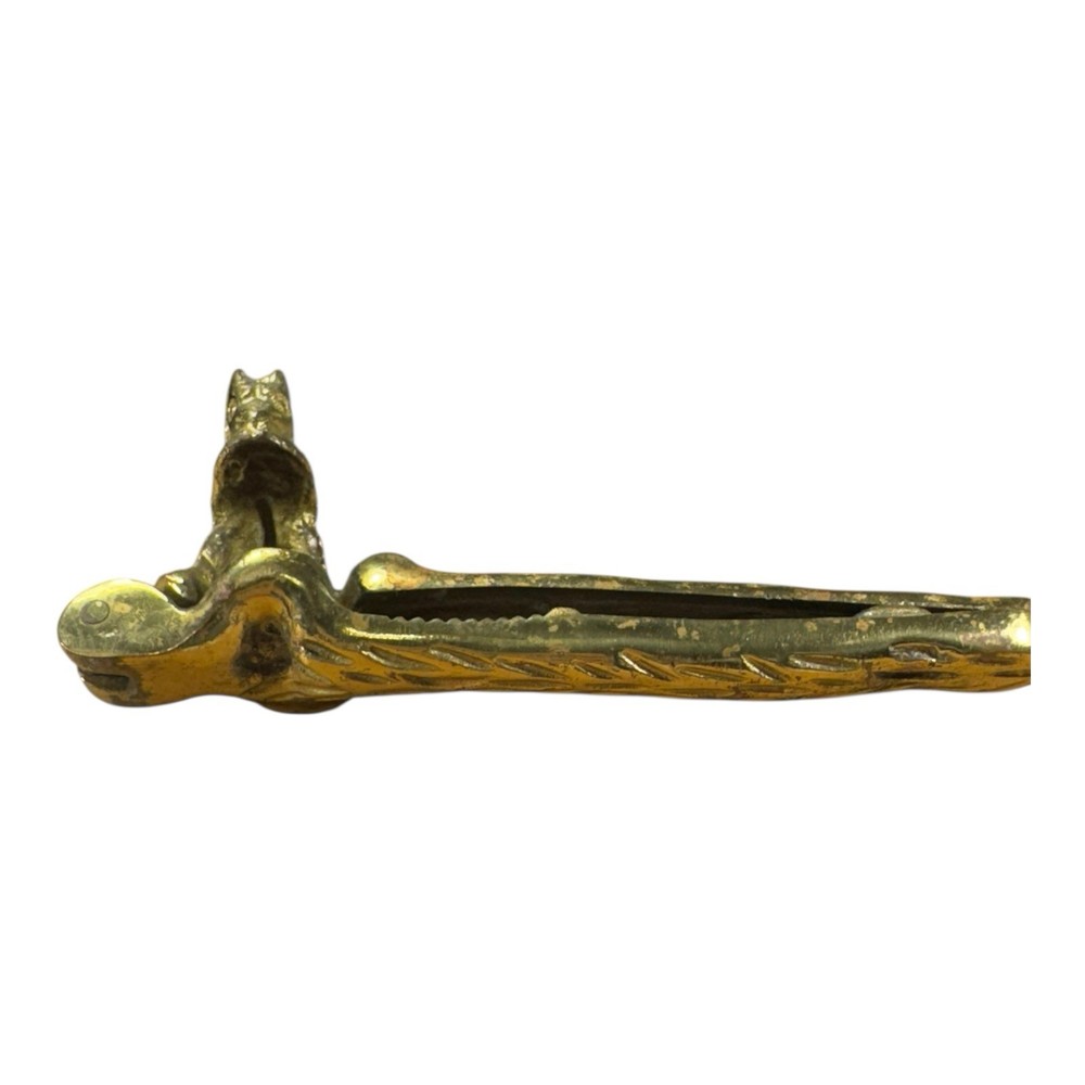Vintage Solid Brass Figural Squirrel Nutcracker Whimsical Cottagecore Festive