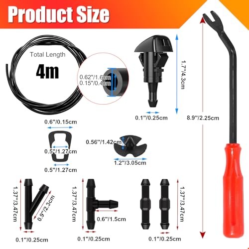 52Pcs Car Windshield Washer Nozzles Set- Vehicle Windscreen Replacement Kit