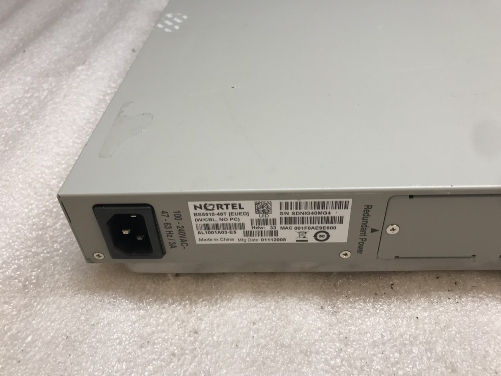 Nortel BayStack 5510-48T Gigabit Network Switch - Not Pwr Version