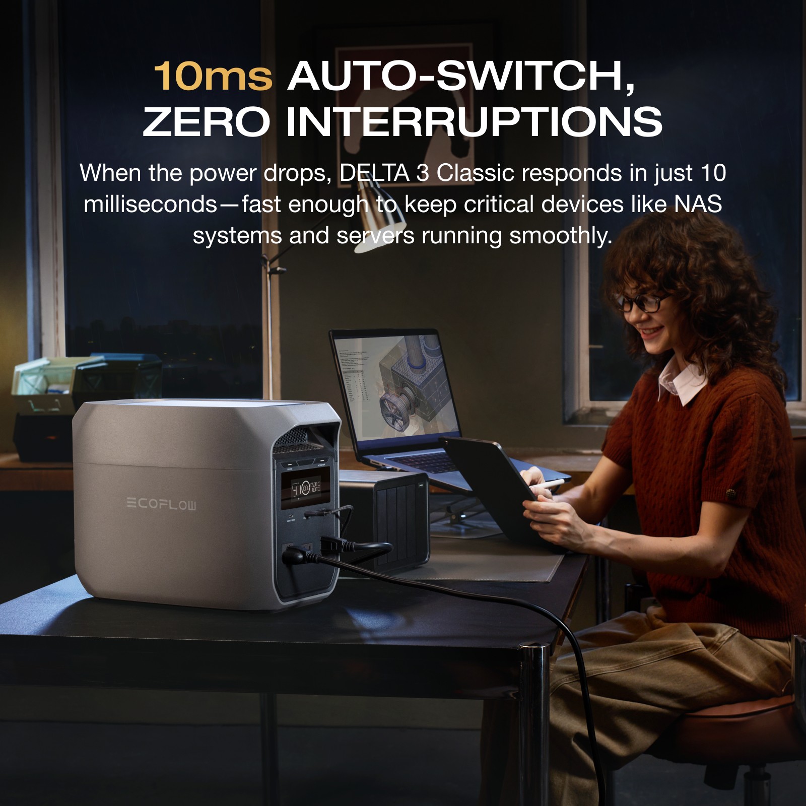 EcoFlow 1024Wh 1800W DELTA 3 Classic LiFePO4 PPortable Power Station for Backup