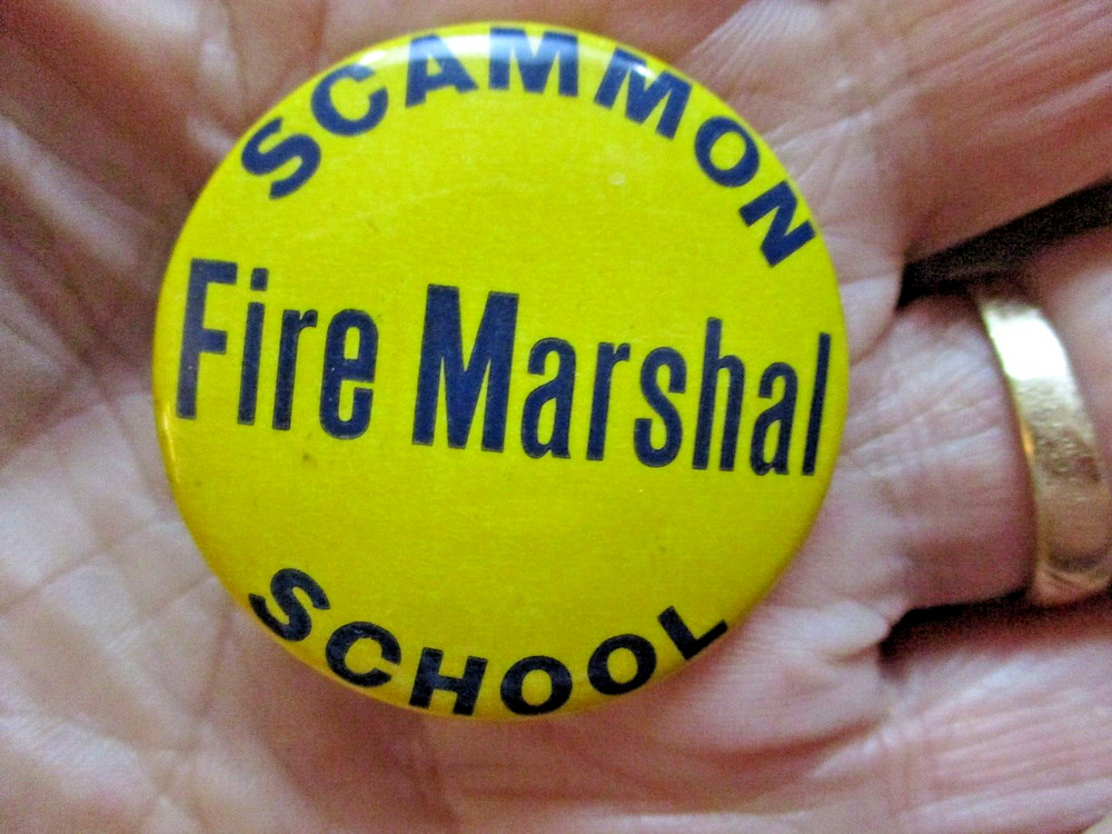 Fire Marshal Badge / Pinback Scammon School Chicago