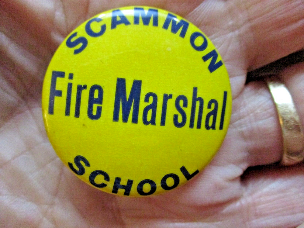Fire Marshal Badge / Pinback Scammon School Chicago
