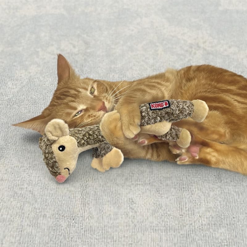 KONG Luvs Crinkle Textured Cat Toy Stuffed with Catnip (Mouse) Assorted