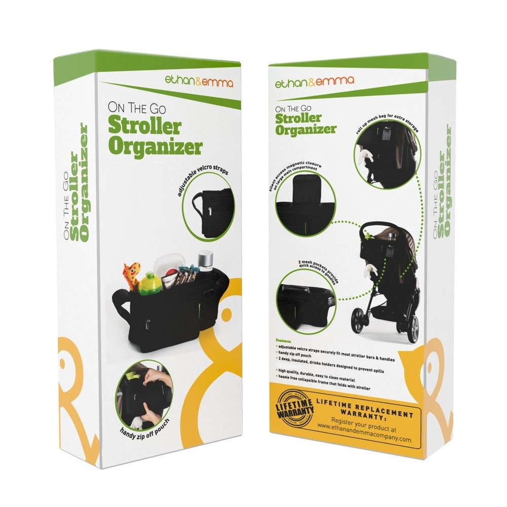 Ethan & Emma Universal Stroller Organizer w/ Insulated Cup Holders & Storage