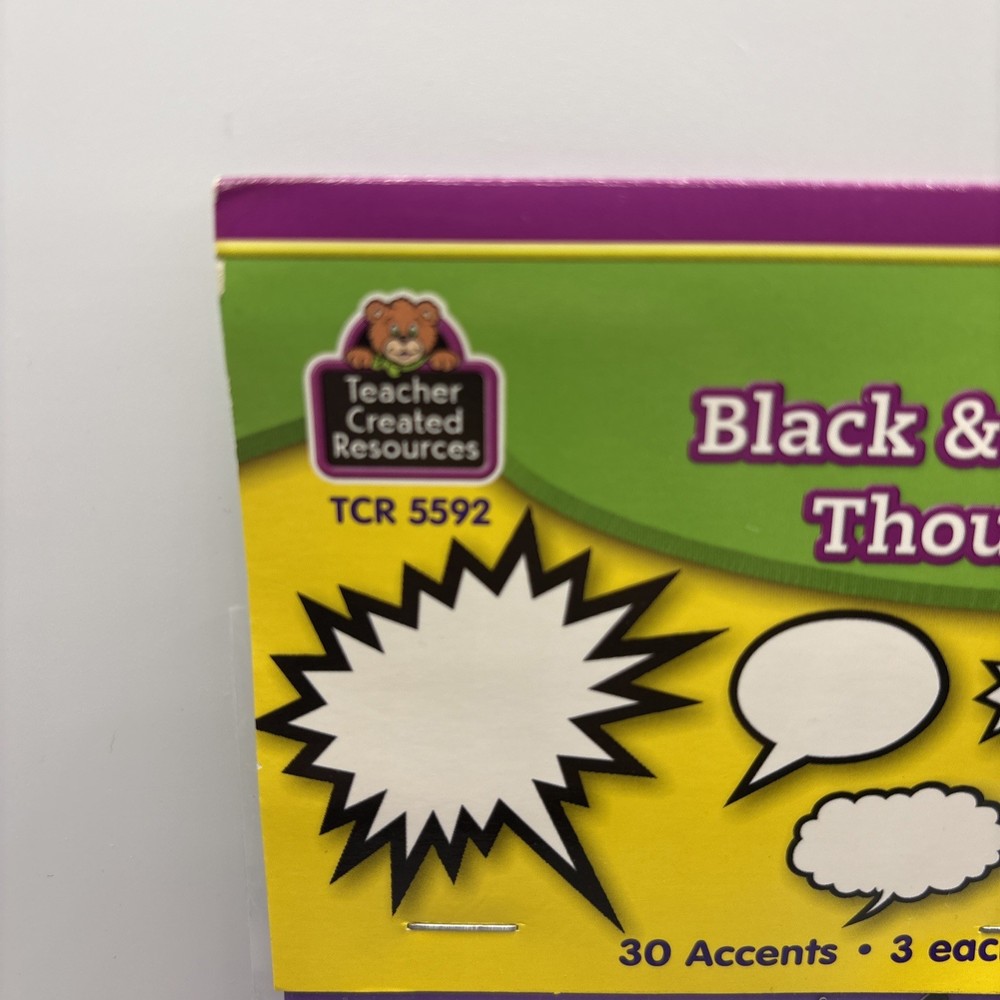 Teacher Created Resources Black & White Speech/Thought Bubbles accents.