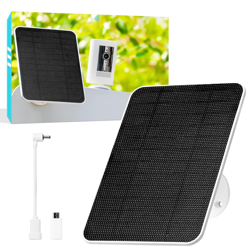 5V Solar Panel for Ring Tapo USB-C & Micro_USB & DC 3.5mm*1.35mm, 1 Pack