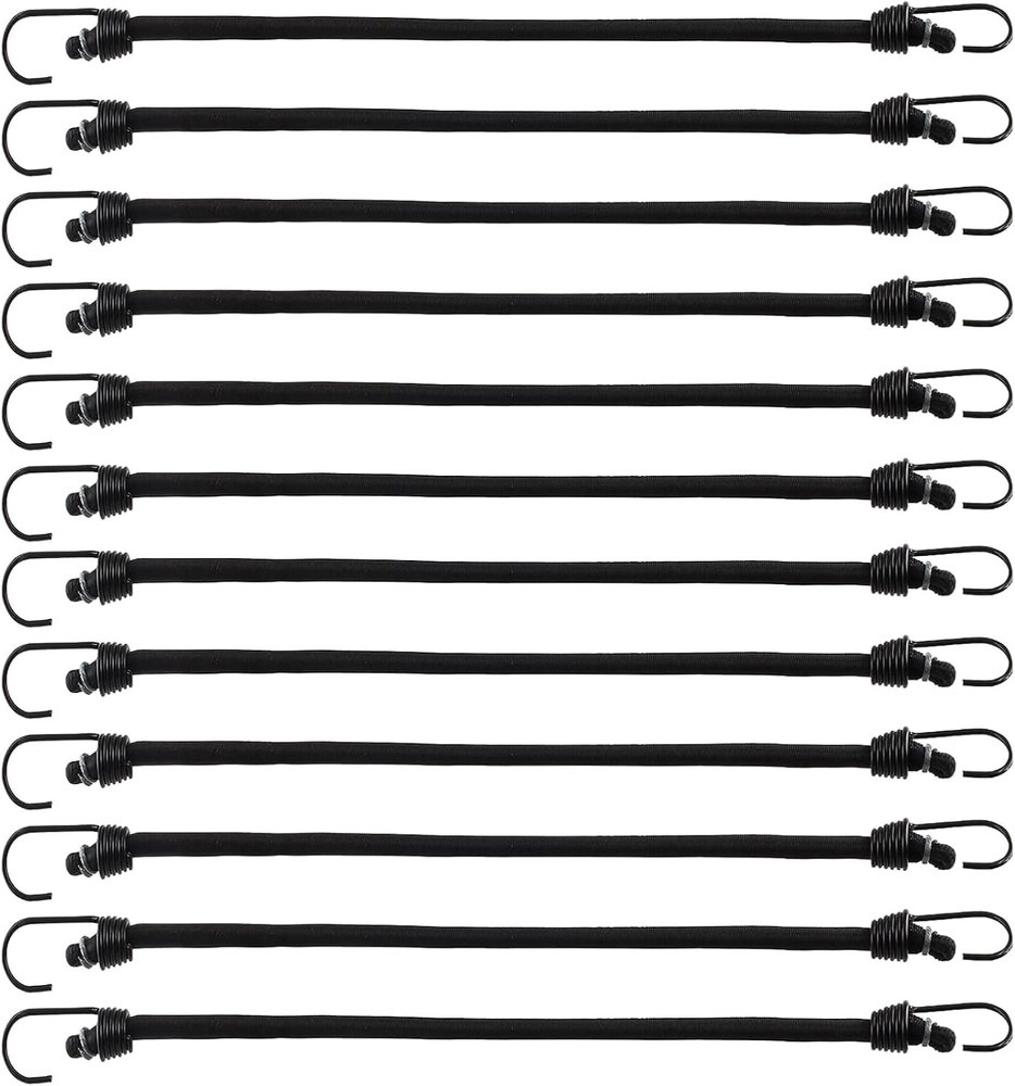 12 Pack Mini Bungee Cords with Hooks, 10 Inch Elastic Bungee Straps for Securing
