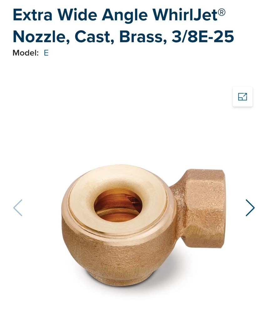 Extra Wide Angle WhirlJet® Nozzle, Cast, Brass, 3/8E-25