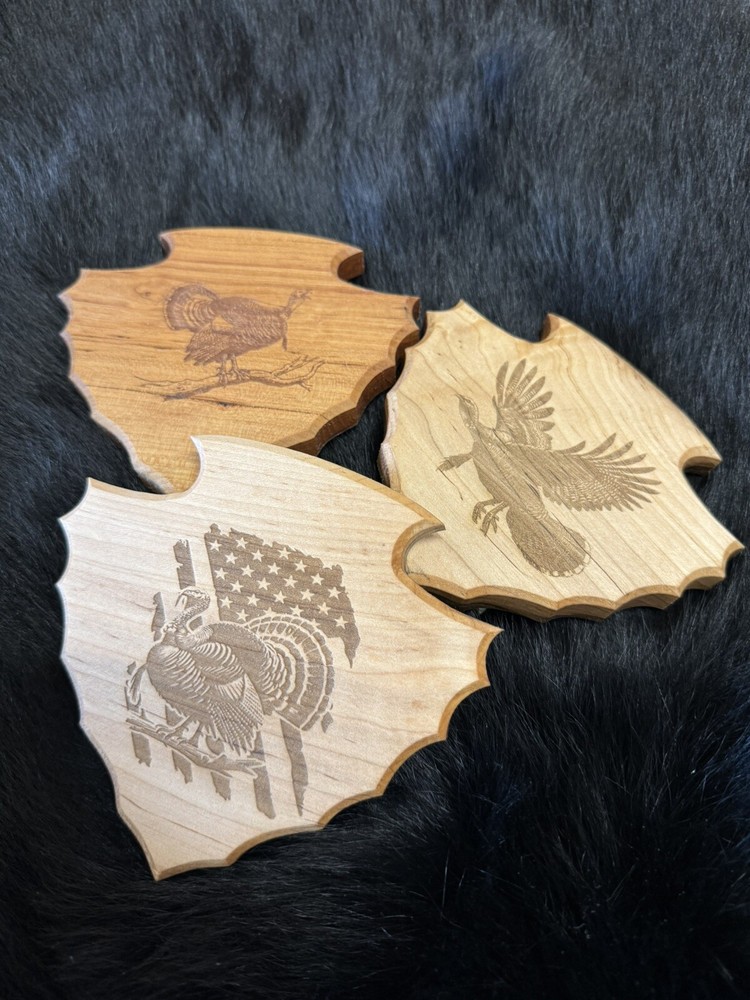 Turkey Tail & Beard Hardwood Plaque